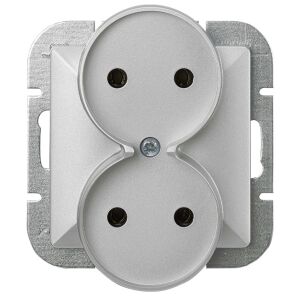PERŁA GNIAZDO PODWÓJNE P/T B/U SREBRNY 145235219 - Conectori și mufe