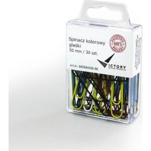 Victory Office Product SPINACZE BIUROWE VICTORY OFFICE 50MM 30 SZT. OKRĄGŁE MIX KOLORÓW POJEMNIK PLASTIKOWY ZAWIESZANY