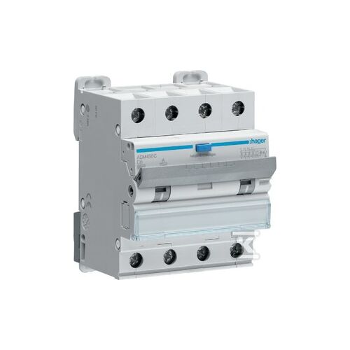 Intreruptor diferential RCBO, 4P, 6A, 30mA, 6kA, curba C, tip A, ADM456C, Hager 145236051