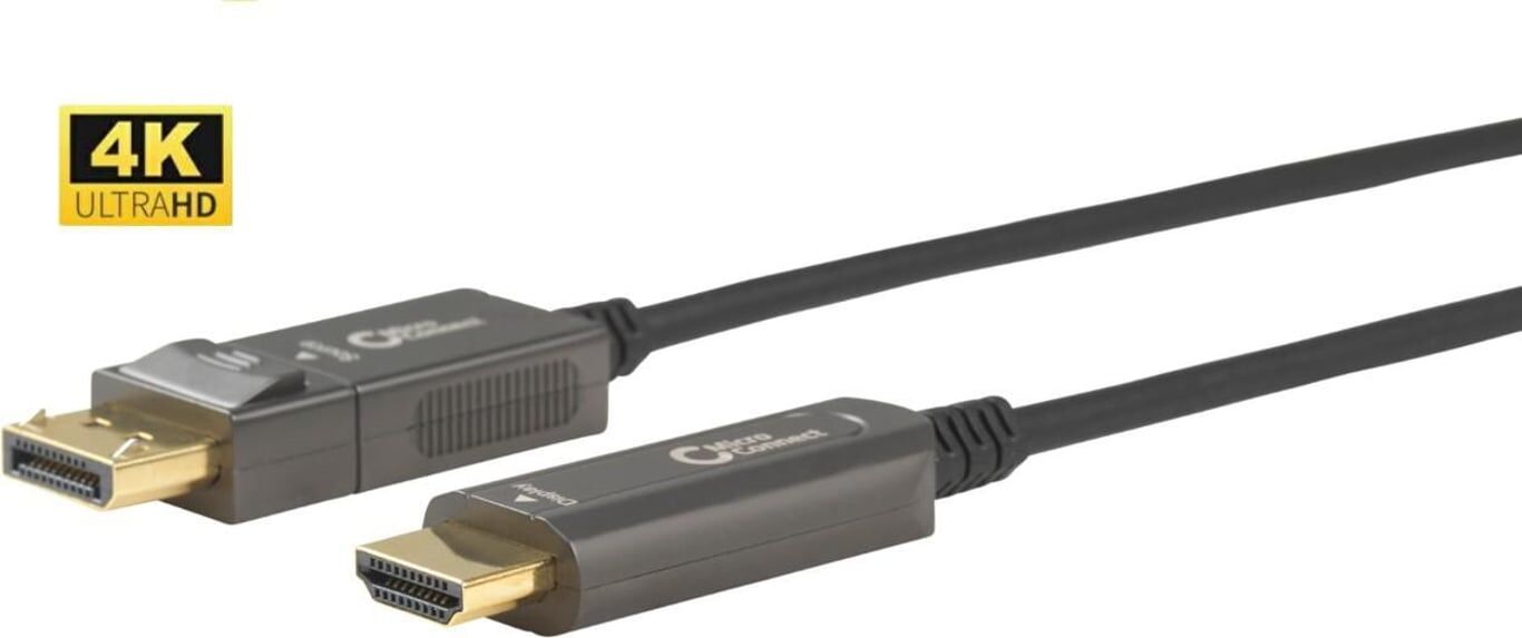 MicroConnect Premium Optic DP - kabel HDMI 20 m, DP 1.4 - Obsługa HDMI 2.0 4K 60 Hz, 18 Gb/s, YUV 4:4: 4, EDID/HDCP2.3