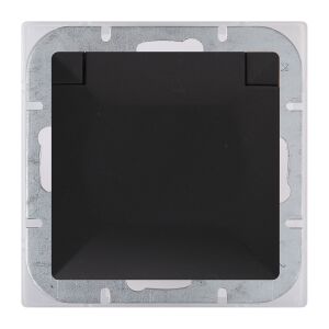 PERLA CUIB SINGUR P/T Z/U IP44 CLAPETA NEGRU M. 145238413 - Conectori și mufe