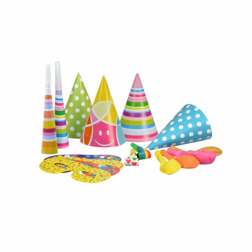 Party készlet 4 főnek (4 sapka, 2 síp, 2 kürtszarv, 4 maszk, 4 pasztell lufi) 145238906