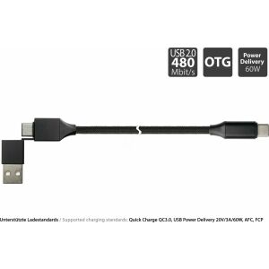 USB kábel PYTHON Python USB 2.0 töltő és datencable QC 3.0 PD 60W fekete 1m 145240311 - Kábel
