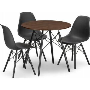 Leobert Zestaw stół okrągły TODI 80 jesion + 3 krzesła OSAKA czarne
