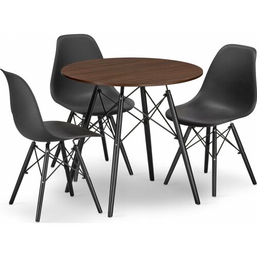 Leobert Zestaw stół okrągły TODI 80 jesion + 3 krzesła OSAKA czarne 145240858