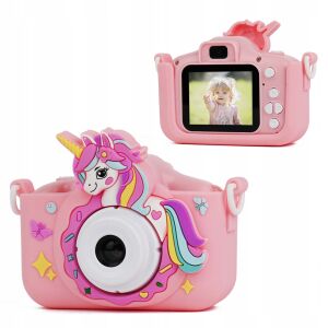 48MP Digitális Fényképezőgép 1080p kamera gyermekeknek 5x játék MP3 XREC X2 / Rózaszínű Unikornis