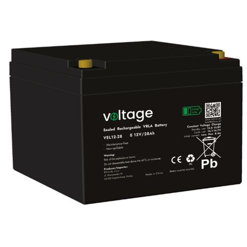 AGM akkumulátor feszültség hosszú élettartam 12V 28Ah VEL12-28 (15 éves élettartam) 145246107