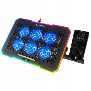 Rampage FREEZ Hűtőalap laptop alá 9-17'' RGB 6 ventilátor, fekete
