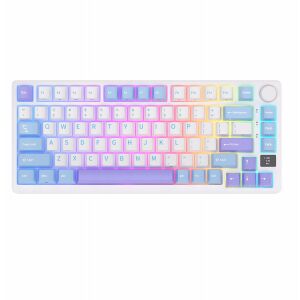 Royal Kludge RK M75 - US išdėstymas - Sidabrinis Switches - Taro Milk (Balta) Belaidė Žaidimų Klaviatūra