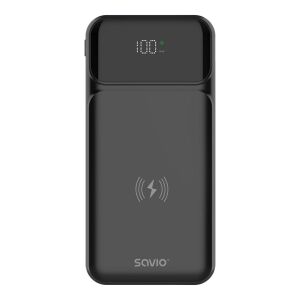 SAVIO BA-09 POWERBANK 10000 mAh, fekete, indukciós töltés