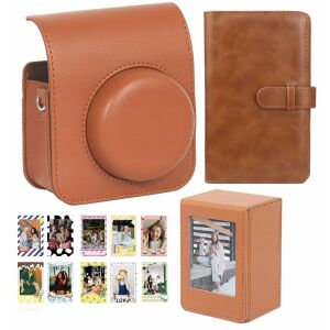 4w1 készlet Tok Album Tok BOX Matricák Fotók a Fuji Instax Mini 41-hez / Barna 145246751 - Fényképezőgép táska & tok