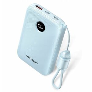 Vention 10000mAh 2 x USB-C 1x USB-A kijelzővel 22,5W kék powerbank