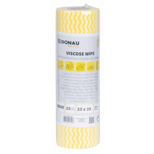 DONAU HOME törlőrongy, 70% viszkózzal, tekercs, hullámos, 23x39cm, 25 darab, sárga 145249324
