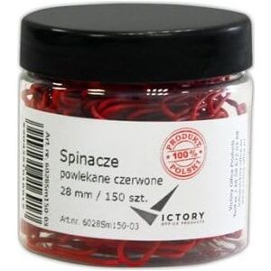 Victory Office Product SPINACZE BIUROWE VICTORY OFFICE 28MM 150 SZT. OKRĄGŁE POWLEKANE CZERWONE SŁOIK MAŁY 145249377 - Gemkapocs