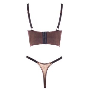 Fina nyitott polcos melltartó készlet barna-arany L díszekkel 145249475 - Nőknek