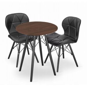 TODI 60 kör asztal készlet kőris + 2 fekete LAGO szék