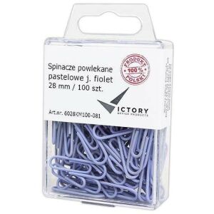 Victory Office Product SPINACZE BIUROWE VICTORY OFFICE 28MM 100 SZT. OKRĄGŁE PASTELOWE JASNOFIOLETOWE POJEMNIK PLASTIKOWY ZAWIESZANY 145249762 - Gemkapocs