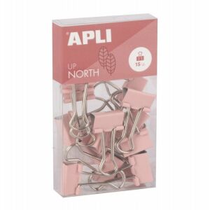 APLI Északi dokumentumklip, 19mm, 15db, akasztós doboz, rózsaszín