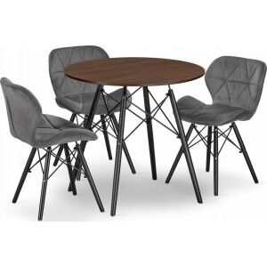 TODI 80 kör asztal készlet kőrisfa + 3 LAGO szürke szék