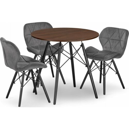 TODI 80 kör asztal készlet kőrisfa + 3 LAGO szürke szék 145250365