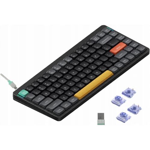 Nuphy - Air75 V2 vezeték nélküli mechanikus billentyűzet - Vékony Bazalt Fekete Wisteria