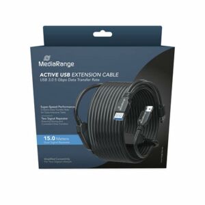 MediaRange Aktív USB-hosszabbító kábel, USB 3.0, 15m, fekete 145250597 - Adatkábel