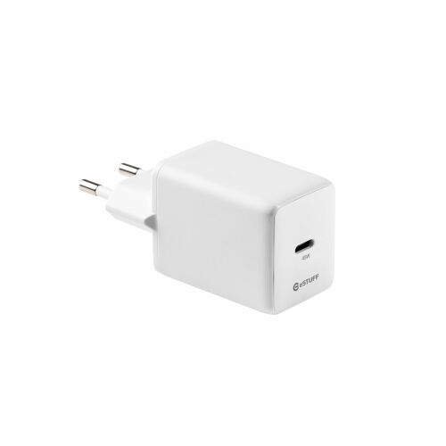 eSTUFF INFINITE (GRS) USB-C töltő  EU PD 45W GaN. 1 x USB-C.  Fehér. 98% újrahasznosított műanyag (rPC)