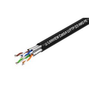 Cablu de rețea Lanview Cat6a U-FTP 4x2xAWG23 PE negru 500m Exterior 145251886 - Cabluri FTP