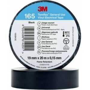 Bandă izolatoare 19mm x 20m PVC Temflex 165 neagră 7100184800 145253182 - Benzi adezive