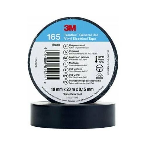 Bandă izolatoare 19mm x 20m PVC Temflex 165 neagră 7100184800 145253182