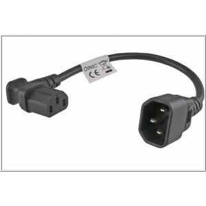 MicroConnect Tápegység C13 C14 szögletes 0,3m IEC 320 C13 - IEC320 C14 15 Amper és 250 V, Fekete 145254098 - Kábel