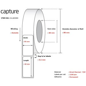 Capture CA-LB3080 etykiet do nadruku Biały 145254669 - Artykuły biurowe