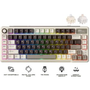 ROYAL KLUDGE RK L75 Mocha Szürke Játékbillentyűzet Cream kapcsolóval