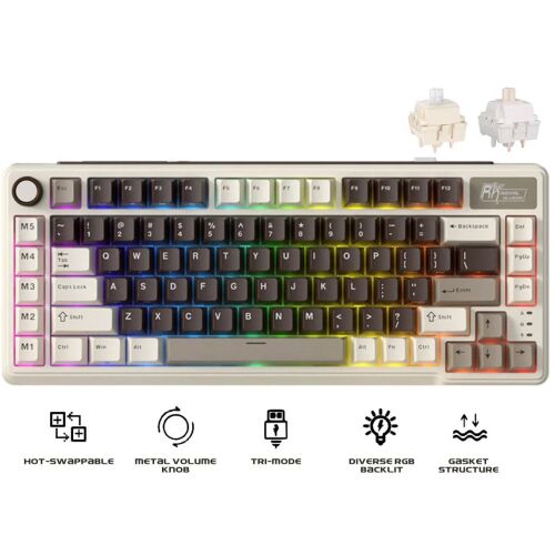 ROYAL KLUDGE RK L75 Mocha Szürke Játékbillentyűzet Cream kapcsolóval 145255559