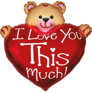 Fóliás Flexmetal lufi medve szívvel I Love You This Much! / 95 cm (38) B901715 145255911 - Party kellék