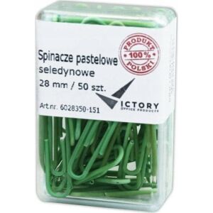 Victory Office Product SPINACZE BIUROWE VICTORY OFFICE 28MM 50 SZT. OKRĄGŁE PASTELOWE SELEDYNOWE POJEMNIK PLASTIKOWY 145256938 - Gemkapocs