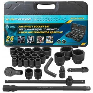 Ütőszerszám készlet 26 db 3/4" (17-50mm) és 1" (55-65mm) (12-fogú)
