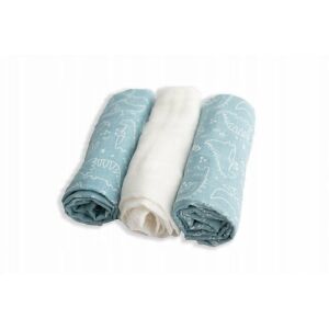 Muszlin pelenka DESIGN nyomtatás 3 db-os csomag, méret 70x80