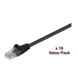 MicroConnect U/UTP Cat5e 10M Fekete 10 Pack 1 db = 10 db egy PVC zacskóban, 4x2xAWG 26 CCA 145258822 - Kábel