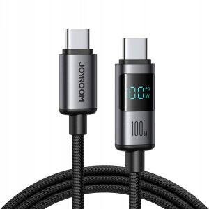 Joyroom S-A16 Pro Prism Series 100W USB-C - USB-C kábel digitális kijelzővel 1,2m - fekete 145259016 - Kábel