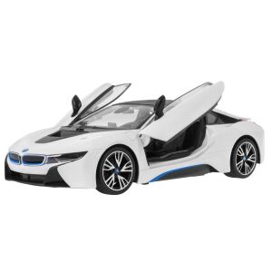 BMW i8 fehér RASTAR 1:14-es méretarányú távirányítású autó + 2,4 GHz-es távirányító