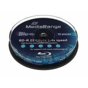 MediaRange Bluray 25GB 10pcs BD-R Spindel 6x 145259456 - Beschreibbare Blu-ray Disc