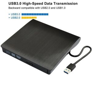 CoreParts DVD RW külső meghajtó SATA USB3.0 interfész Egységes kábel az áramellátáshoz és adatátvitelhez, fekete szín