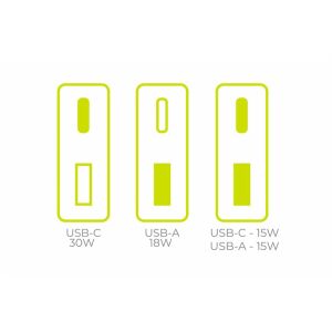 Mobilny GaN 30W Vékony Töltő TÜV MO16 - USB-A + USB-C