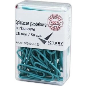 Victory Office Product SPINACZE BIUROWE VICTORY OFFICE 28MM 50 SZT. OKRĄGŁE PASTELOWE TURKUSOWE POJEMNIK PLASTIKOWY 145263699 - Gemkapocs
