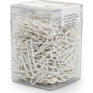 Victory Office Product SPINACZE BIUROWE VICTORY OFFICE 28MM 300 SZT. OKRĄGŁE POWLEKANE BIAŁE POJEMNIK PLASTIKOWY 145263864 - Gemkapocs