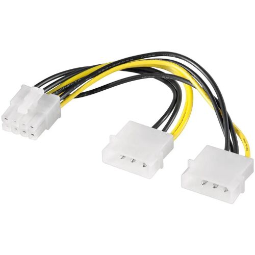 MicroConnect Belső PC tápkábel 0,15 méter 2x HDD/5.25" férfi (4-pin) - PCIe női (8 pin) 145264324