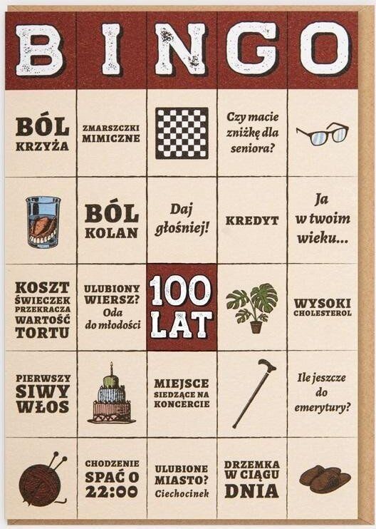 Nadwyraz.com Karnet Urodziny - Bingo 100 lat!
