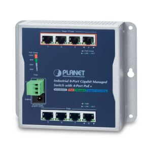 Switch zarządzalny Planet WGS-804HPT 8-Port 1000Mb/s + 4-Port PoE+ przemysłowy DIN Rail 145264663 - Przełącznik