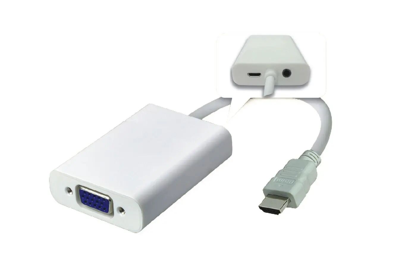 MicroConnect Adapter HDMI - VGA M/F, biały Support Audio, 1920* 1080p @60Hz z Micro USB dla dodatkowego zasilania